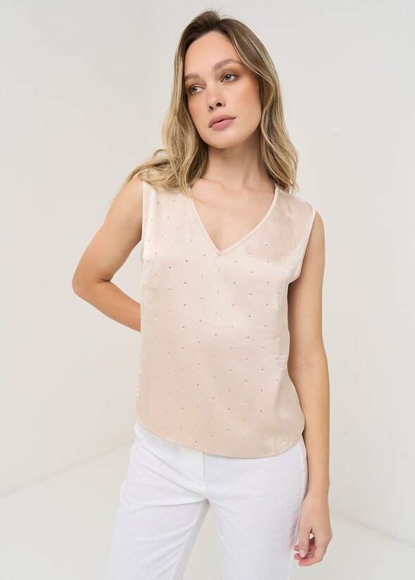Tymon strass and lace top BEIGE Woman null