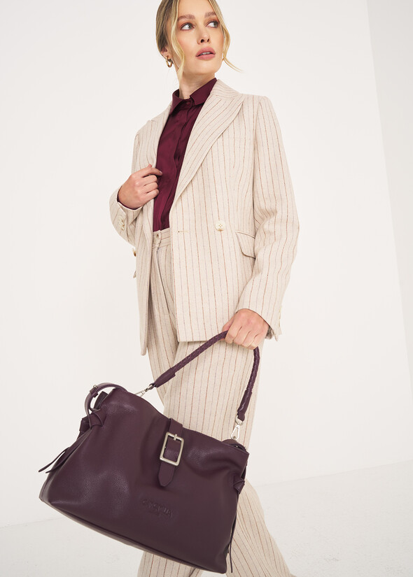 Badya 100% leather crossbody bag VIOLA VINACCIA Woman null