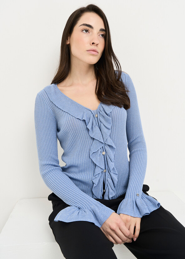 Mietta knit with jewel buttons GRIGIO Woman null