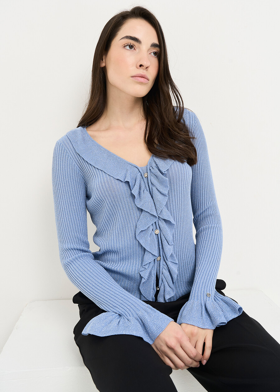 Mietta knit with jewel buttons GRIGIO Woman , image number 1
