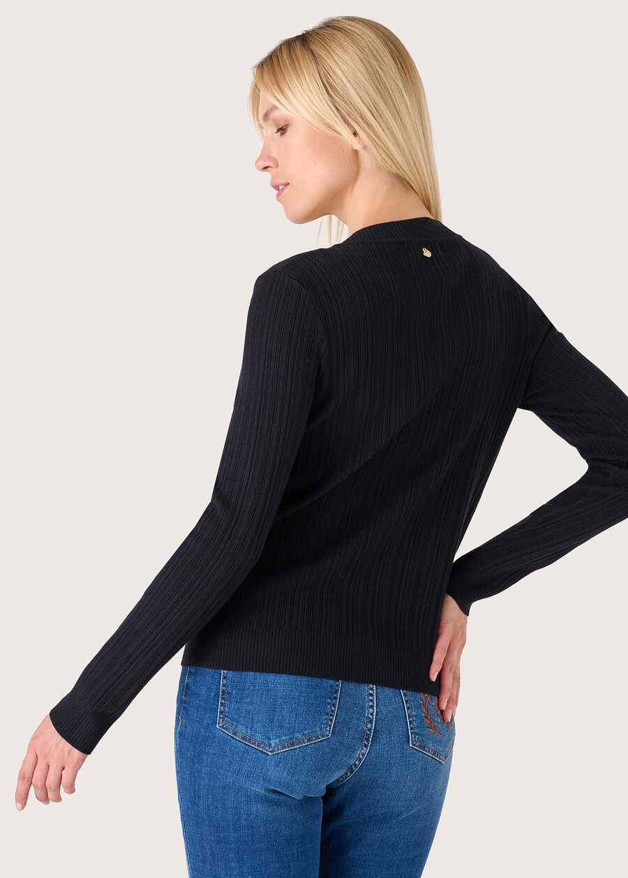 Clem round neck cardigan NERO BLACK Woman , image number 3