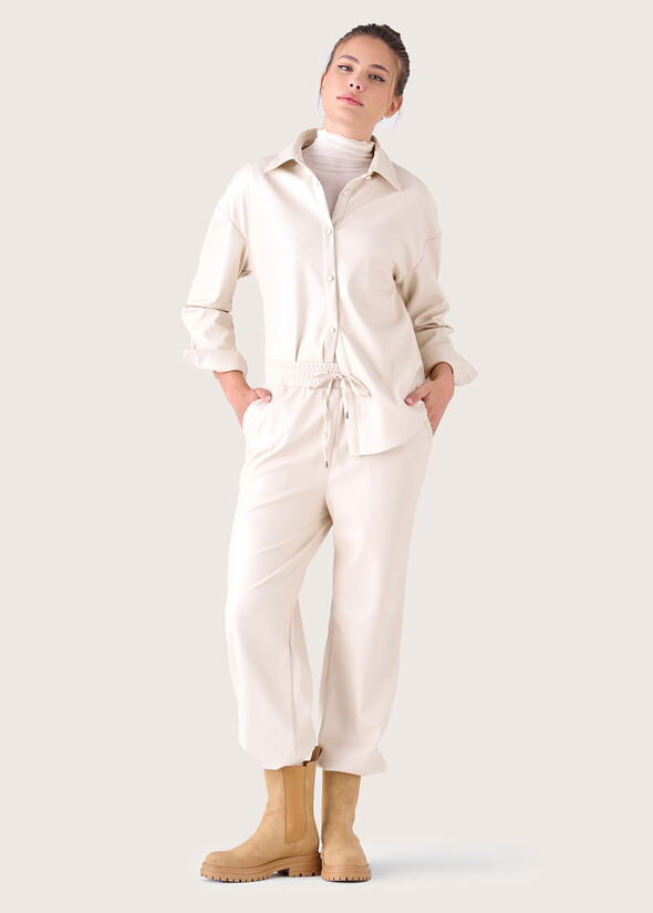 Panama eco-leather trousers BEIGE GESSO Woman null