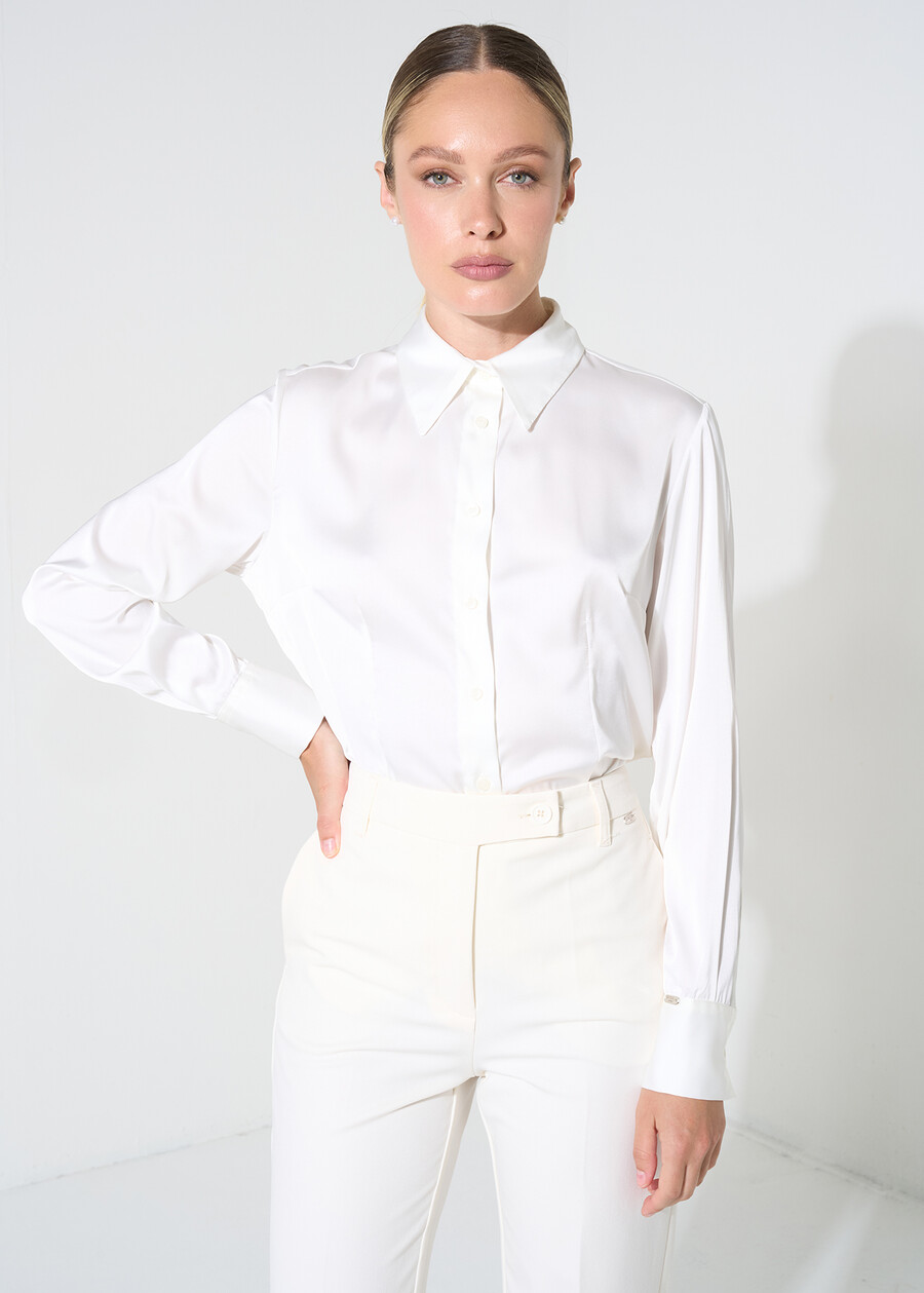 Alessia satin shirt NERO BLACKBEIGE LATTEBLU Woman , image number 1