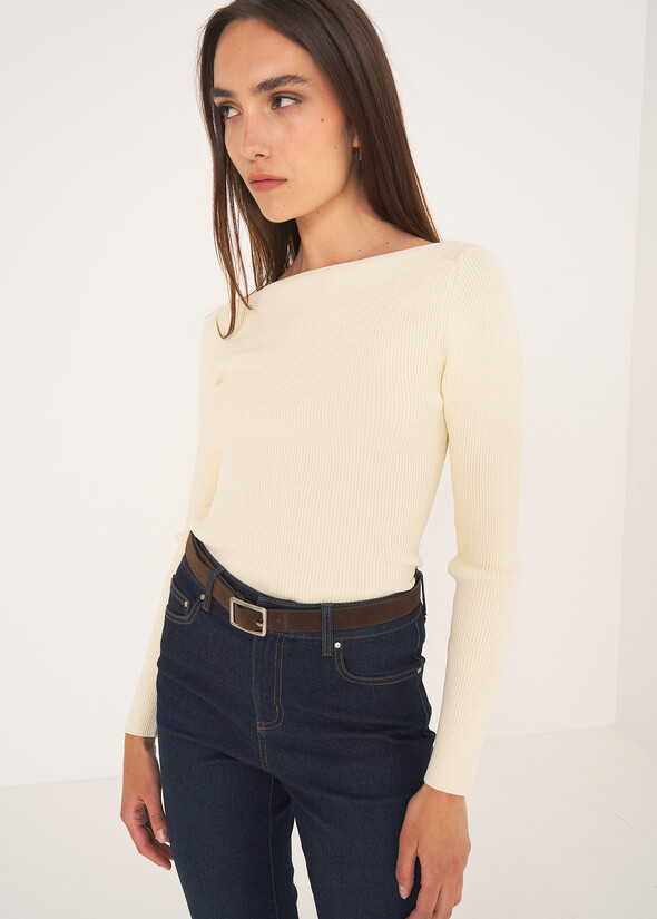 Meggy ribbed knit top BEIGE LATTE Woman null