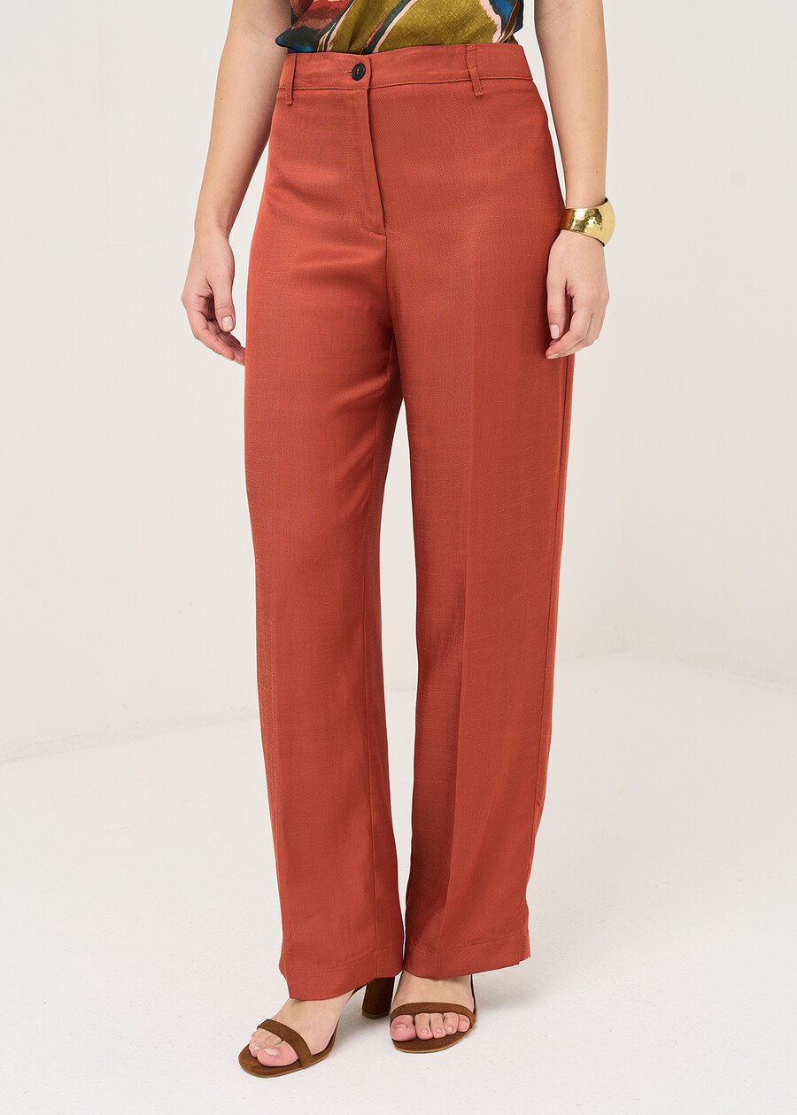 Paxly slub linen trousers ARANCIONE Woman , image number 3