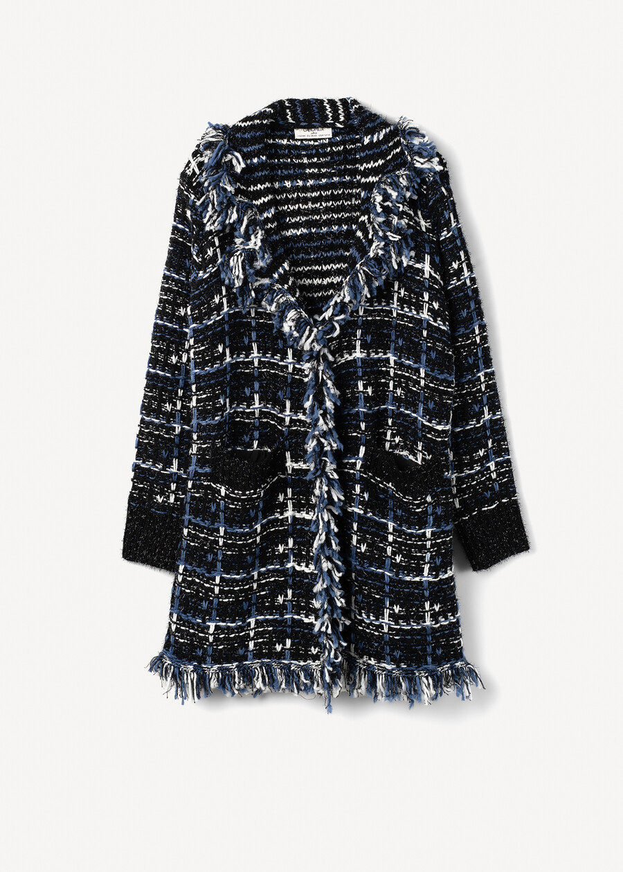 Cardigan Cardi in tweed effetto chenille NERO BLACKNERO BLACK Donna , immagine n. 4