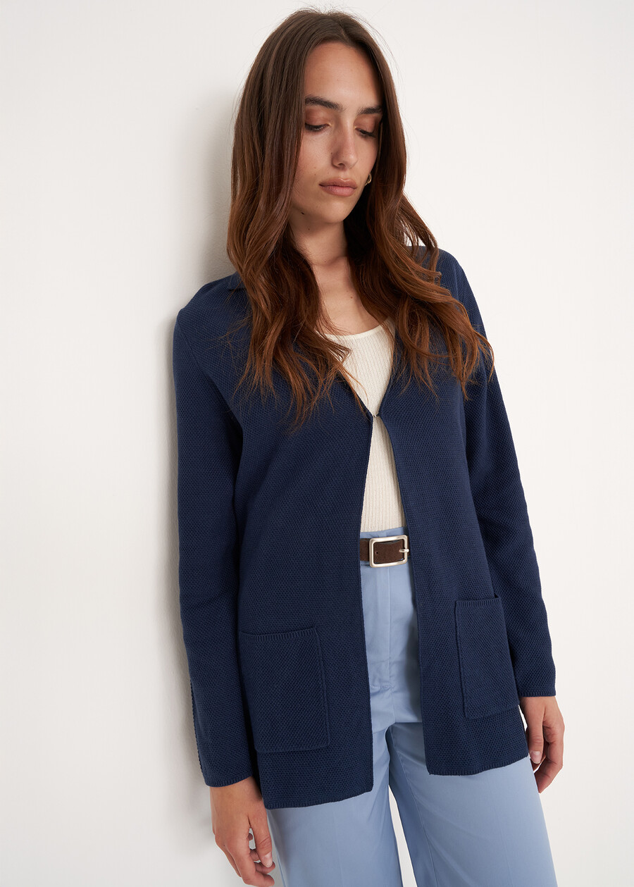 Cardigan Coral Midnight in filo BLU MIDNIGHTBIANCO BURRO Donna , immagine n. 1