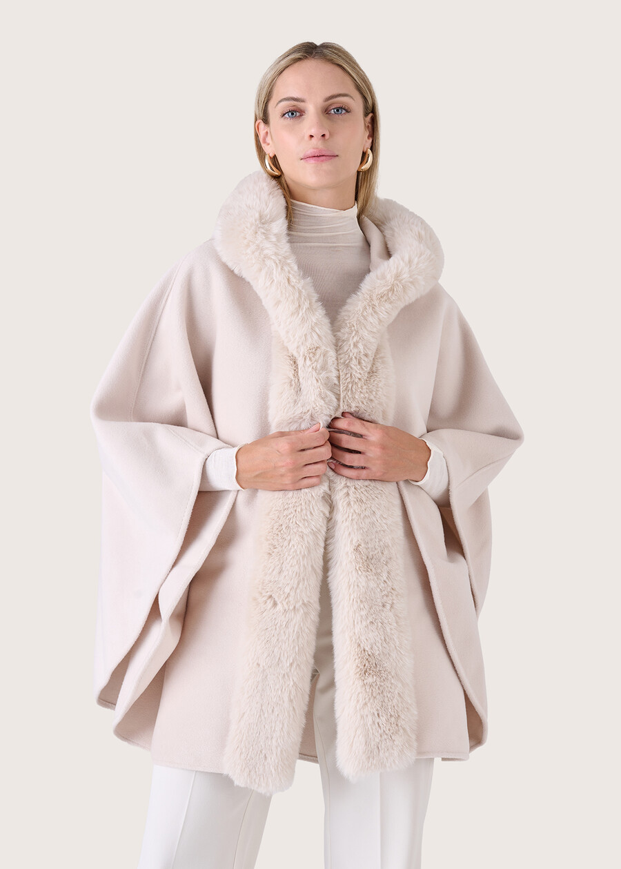 Maella hooded cape NERO BLACKBEIGE LATTE Woman , image number 2