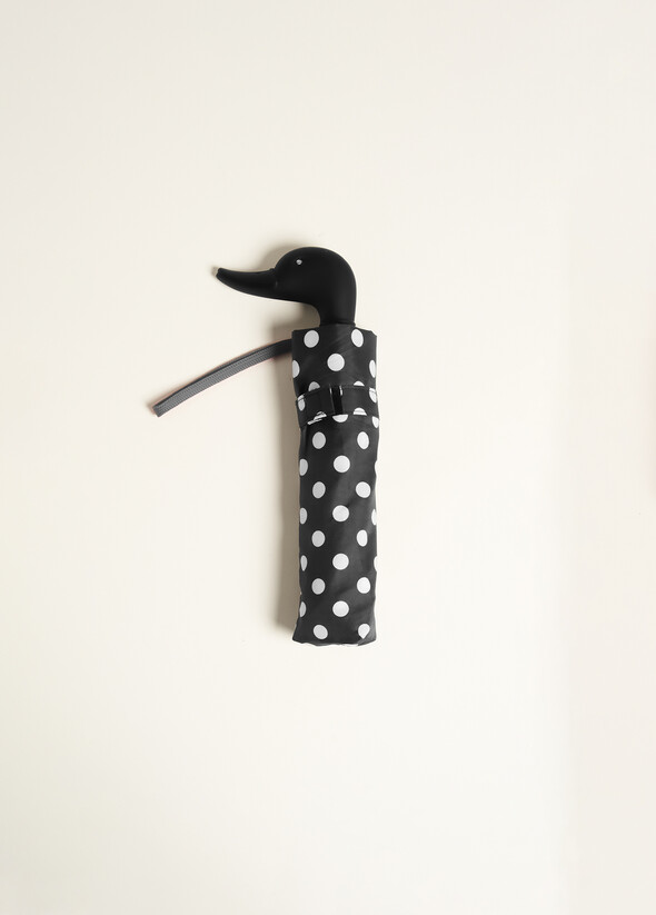 Polka Dot Umbrella with Duck Handle NERO BLACK Woman null
