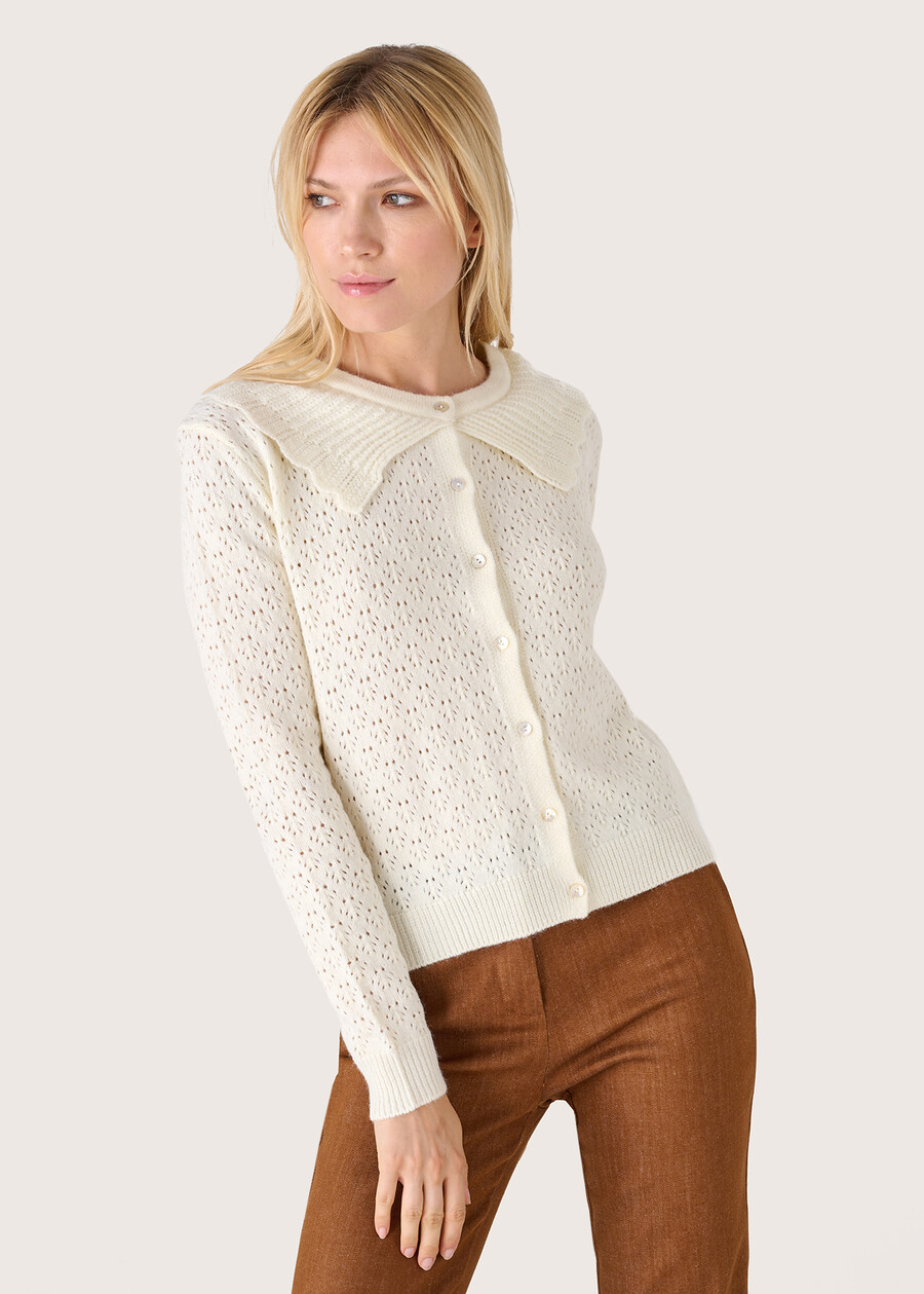 Cardigan Cory con maxi colletto BEIGE LANAMARRONE CASTAGNA Donna , immagine n. 1