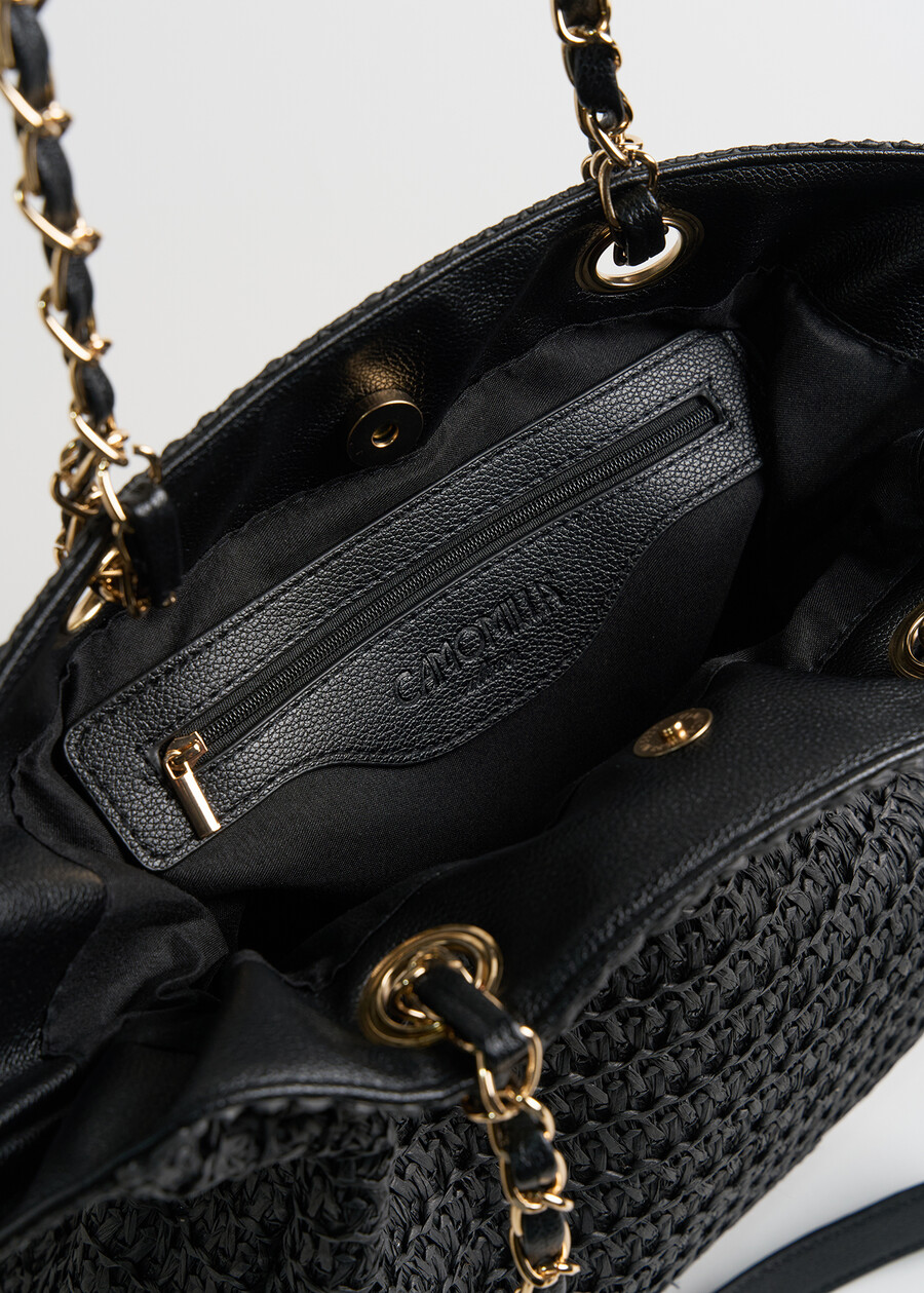 Borsa Friends raffia coulisse BEIGENERO BLACK Donna , immagine n. 4