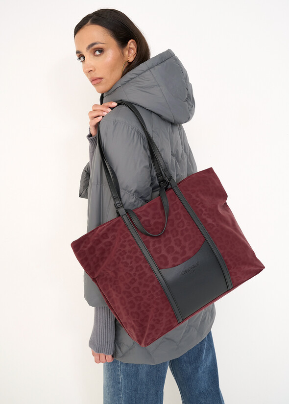 Shopping bag Biky animalier ROSSO BORDEAUX Donna null