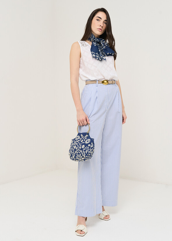 Pantaloni Paros cotone a righe BIANCO WHITE Donna null