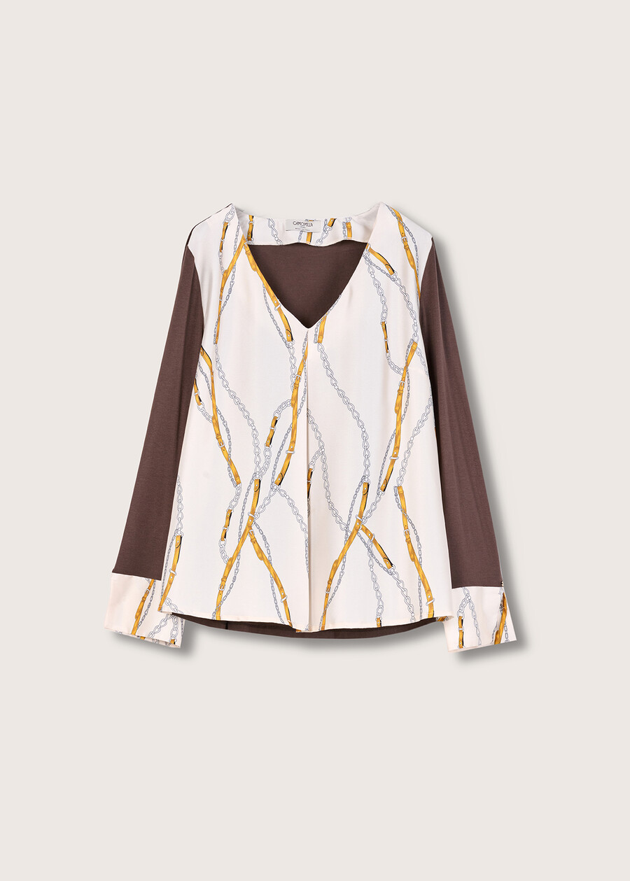 Blusa Cassia in doppio tessuto BIANCO WHITEBIANCO OFF WHITE Donna , immagine n. 4