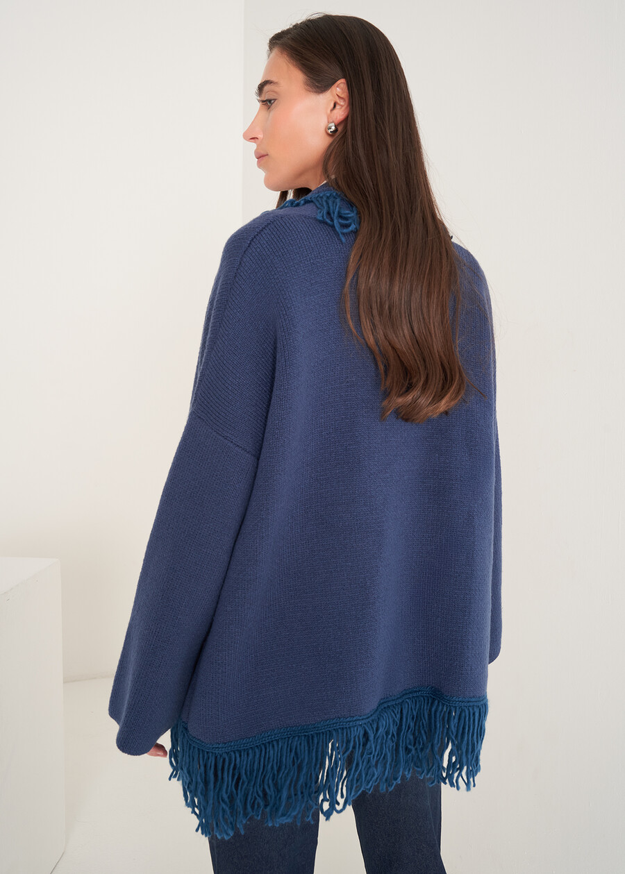 Mantella Micaela con frange BLU MIDNIGHTVIOLA VINACCIA Donna , immagine n. 3