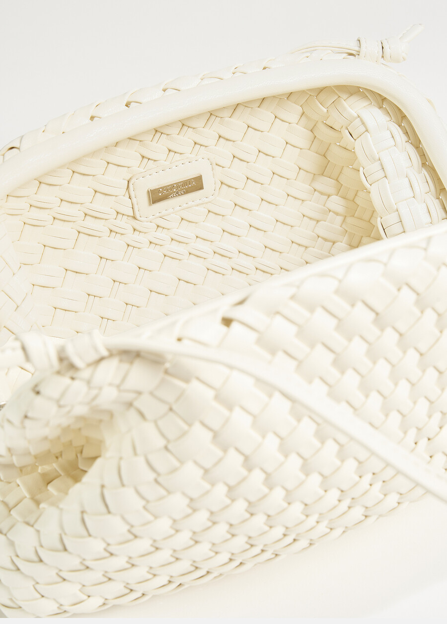 Bassina woven eco-leather clutch bag BIANCO BURRONERO BLACK Woman , image number 3
