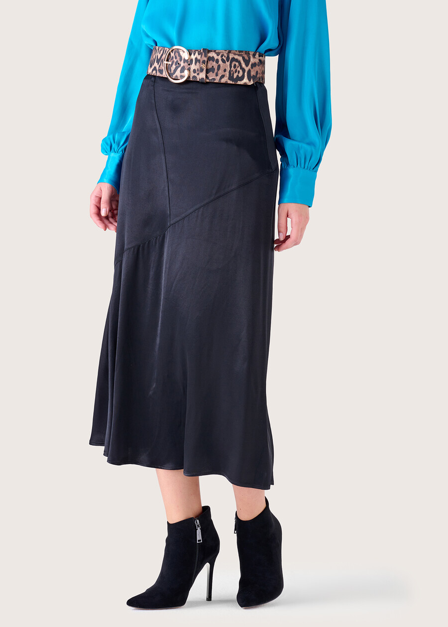 Gonna longuette Giada 100% viscosa NERO BLACK Donna , immagine n. 2