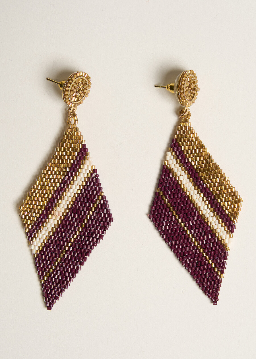 Orecchini Gliz a rombo bicolore ROSSO BORDEAUX Donna , immagine n. 2