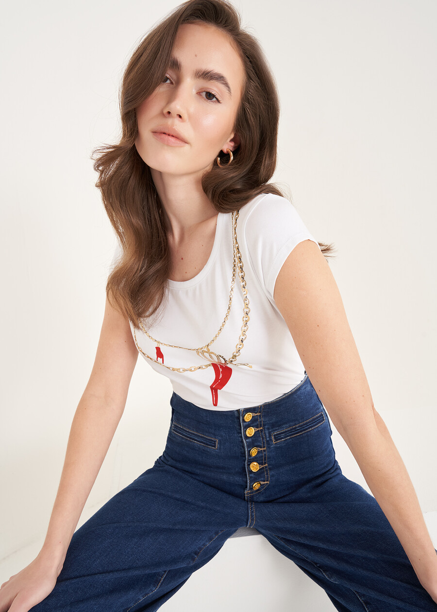 Sunny t-shirt with horn print BIANCO WHITE Woman , image number 2