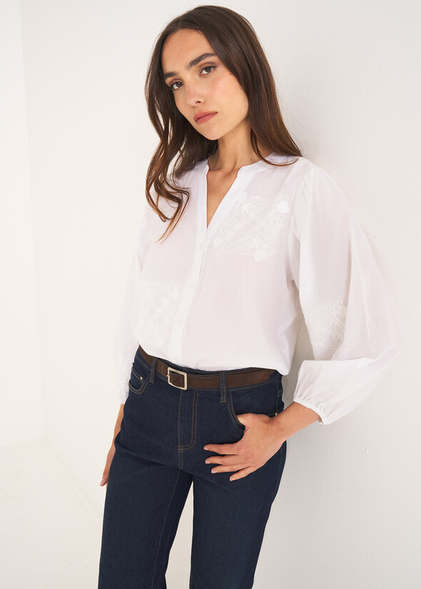 Claribel cotton embroidered shirt BIANCO WHITE Woman null