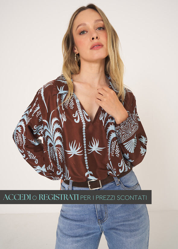 Blusa Bernie stampata con colletto MARRONE TERRA Donna null