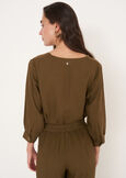 Blusa Blues in viscosa e lino BEIGE DOESKIN VERDE ALGA Donna immagine n. 3