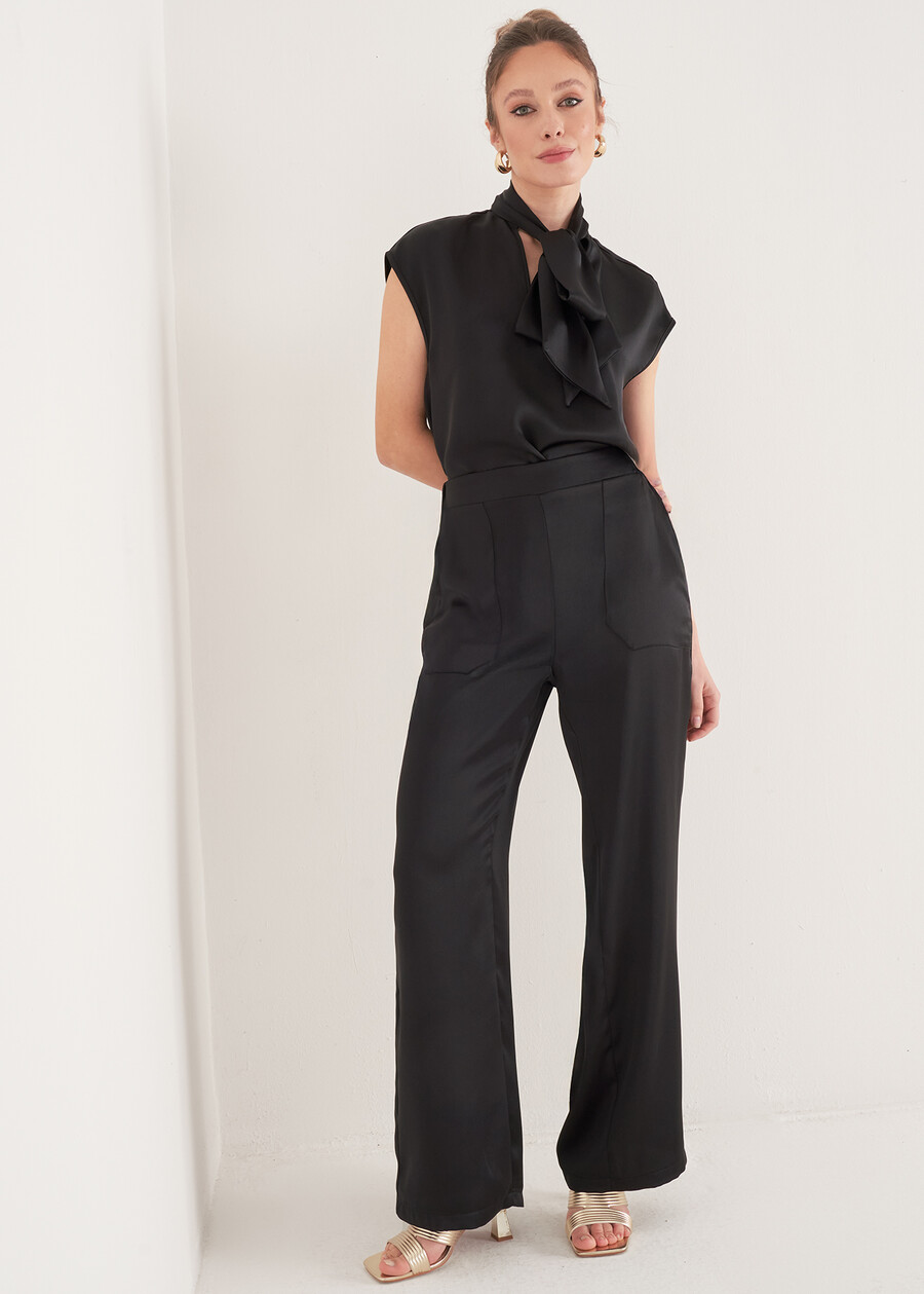 Pantaloni Pablo In Satin GRIGIO TORTORANERO BLACK Donna , immagine n. 1