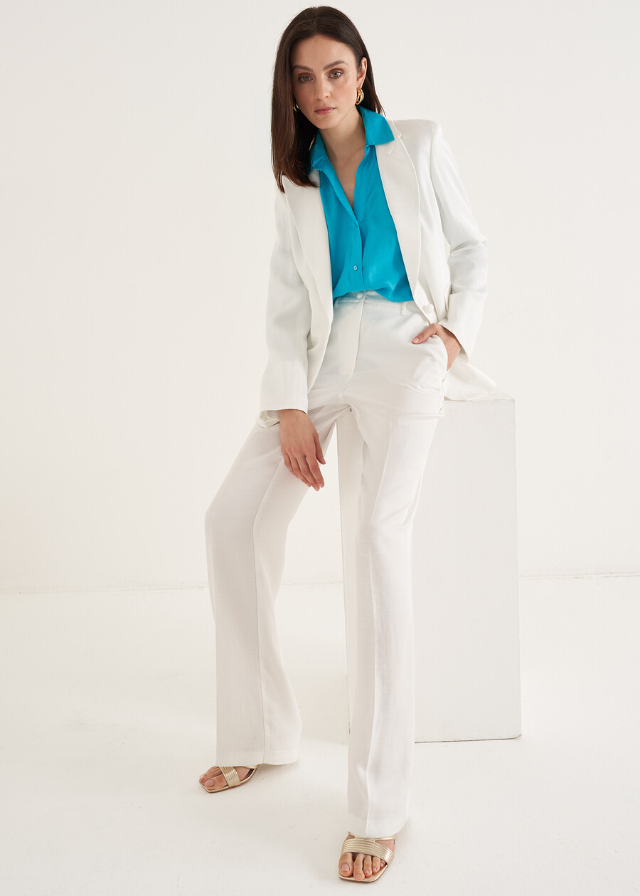 Giacca Giuliet in lino e viscosa BLUBIANCO WHITE Donna , immagine n. 4