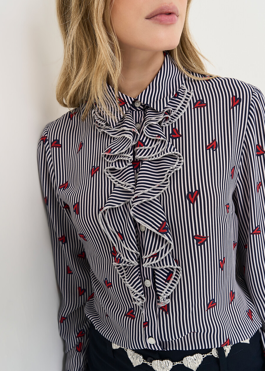 Camicia Clarence in crepe con rouches e stampa cuo BLU Donna , immagine n. 2