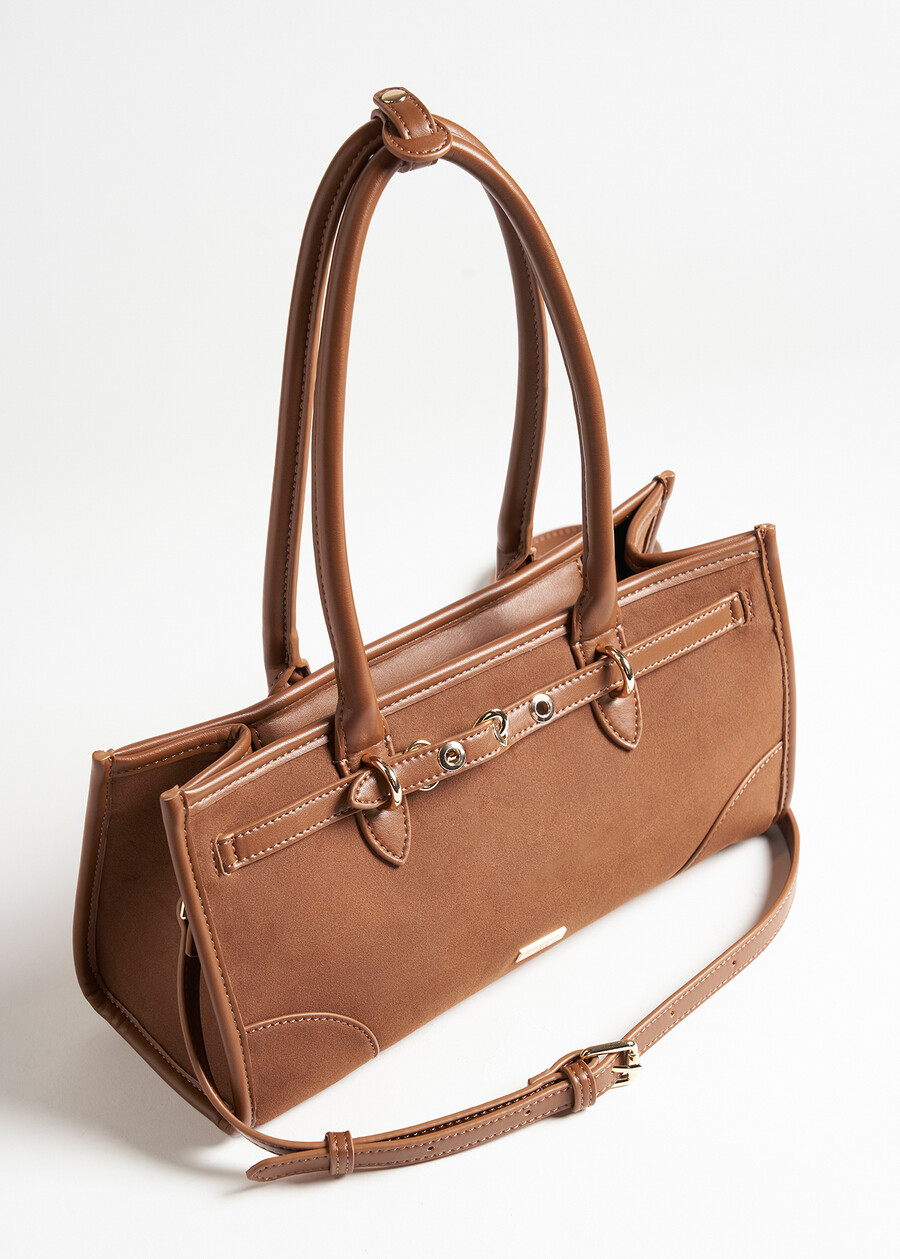 Berny faux suede duffle bag NERO BLACKMARRONE Woman , image number 3