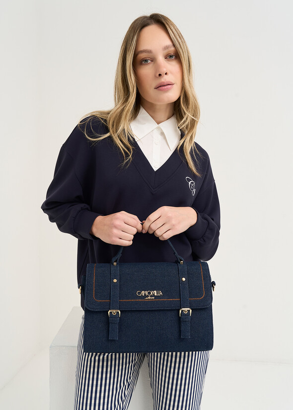 Cartella Benedit denim ricamata BLU Donna null