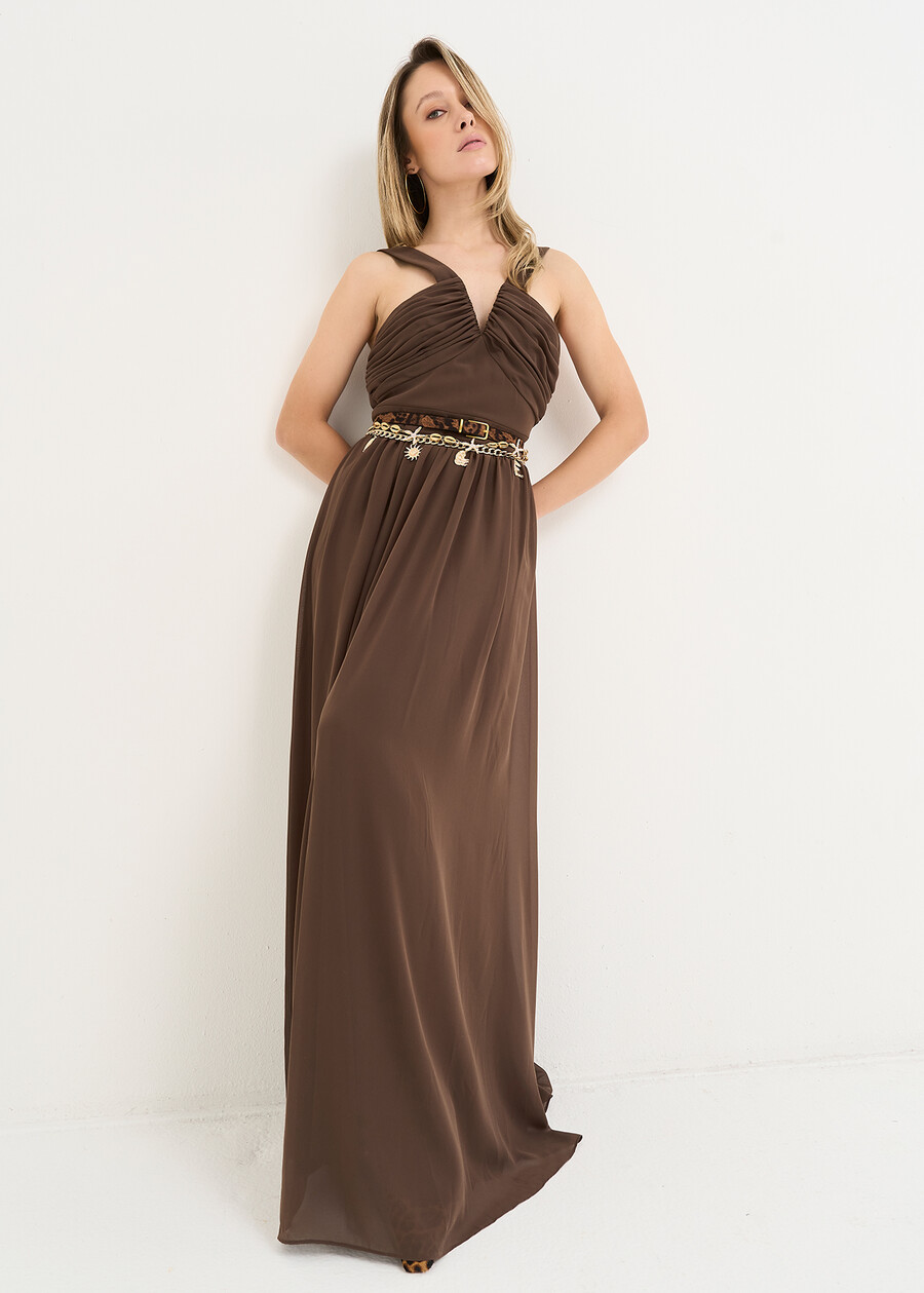 Alexis draped long dress MARRONE Woman , image number 2