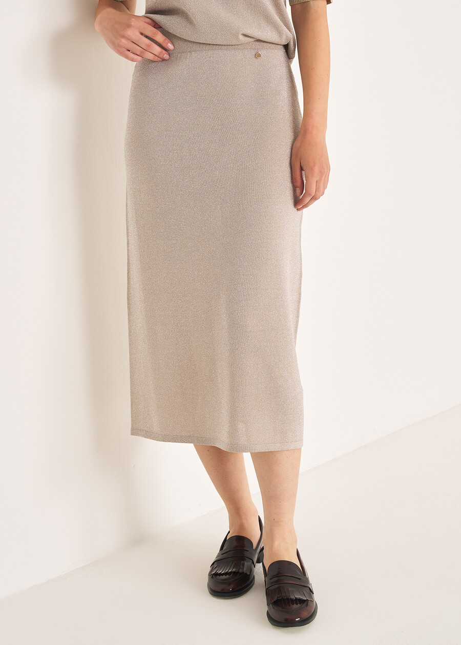 Ginevra lurex knit skirt BEIGE SABBIA Woman , image number 2