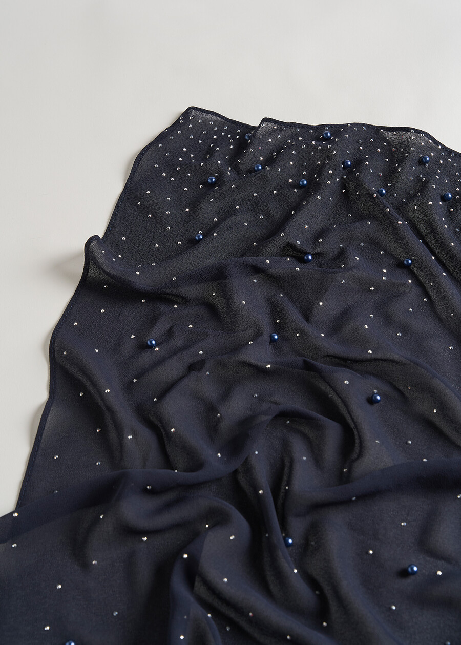 Stephany scarf with micro pearls BIANCO WHITEBLU Woman , image number 4