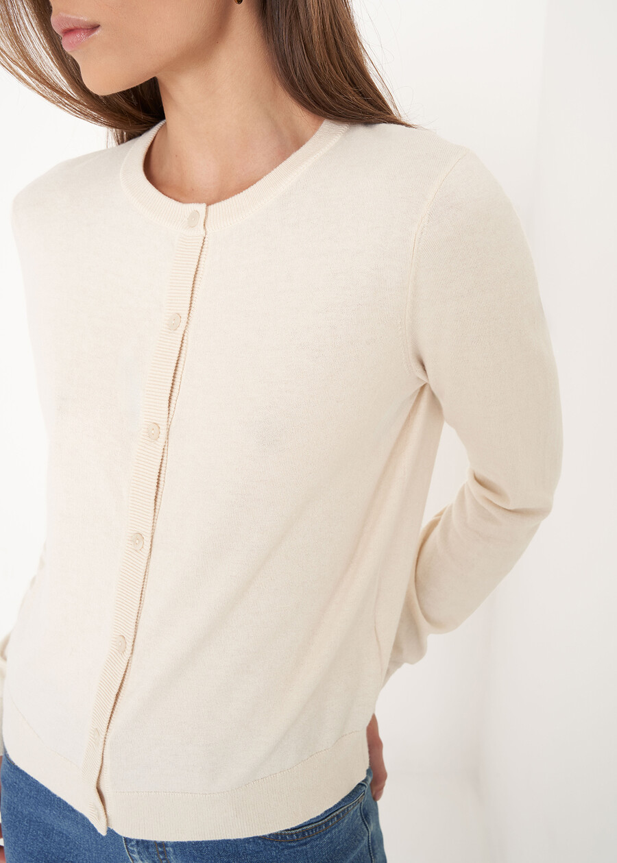 Cassel cotton and silk cardigan BLUBIANCO BURRO Woman , image number 2