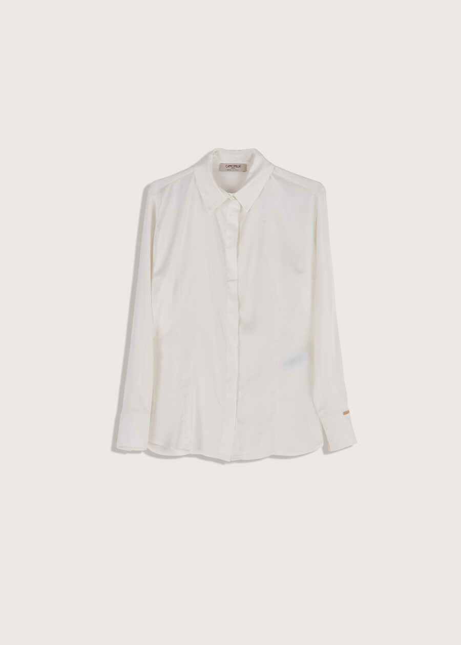Camicia Alessia in satin BIANCO WHITEBLU INCHIOSTRO Donna , immagine n. 1