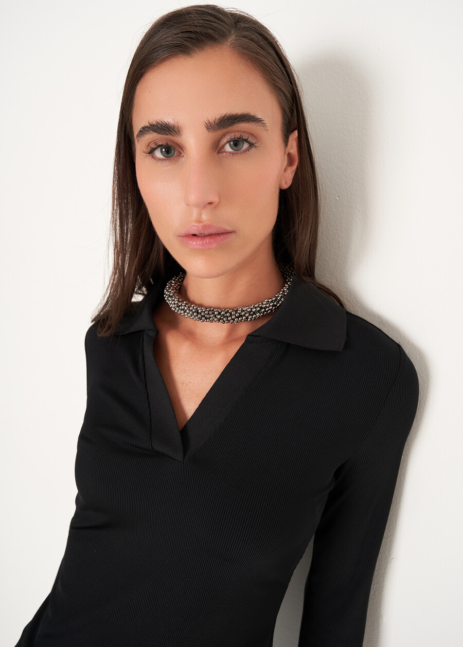 T-shirt Seymur con collo a camicia NERO BLACK Donna , immagine n. 3