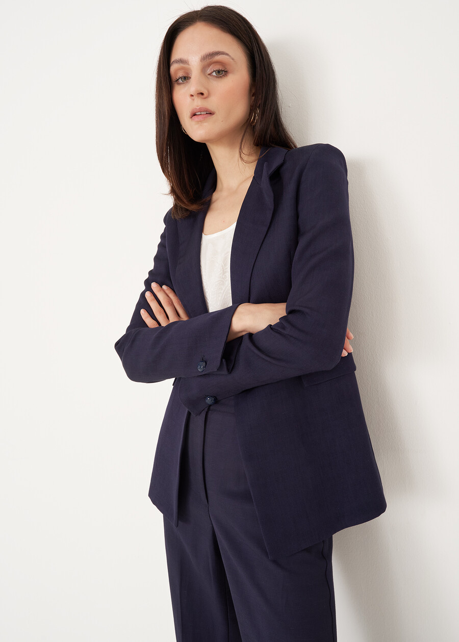 Giuliet linen-viscose blazer BLUBIANCO WHITE Woman , image number 2