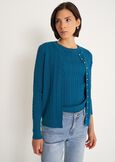 Carry braided knit cardigan with Swarovski buttons VERDE PAVONE Woman image number 1