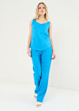 Giorgia-O linen blend trousers BLUROSABIANCO WHITEROSA FUCSIA Woman image number 2