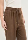 Pantaloni Poly in viscosa e lino MARRONE Donna immagine n. 3