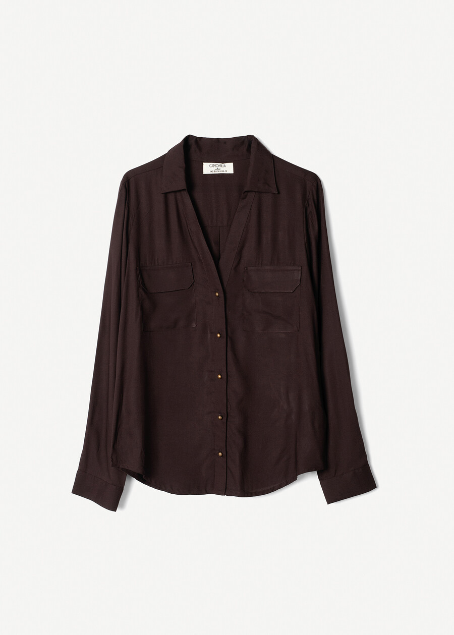 Cannes solid-color shirt MARRONE CAFFE Woman , image number 4