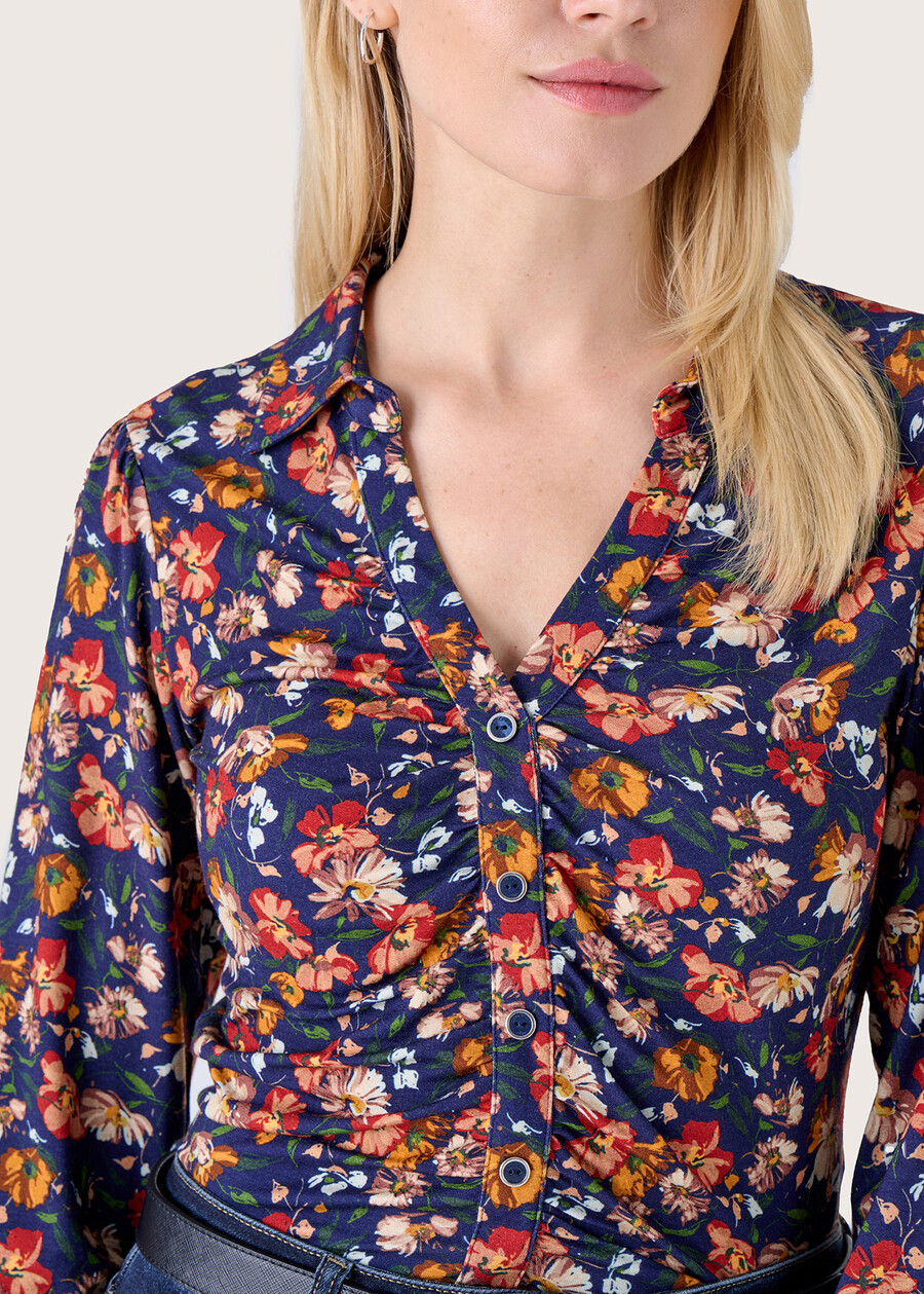 Scala floral pattern shirt NERO BLACK Woman , image number 2
