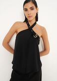 Top Teseo in georgette NERO BLACK Donna immagine n. 1