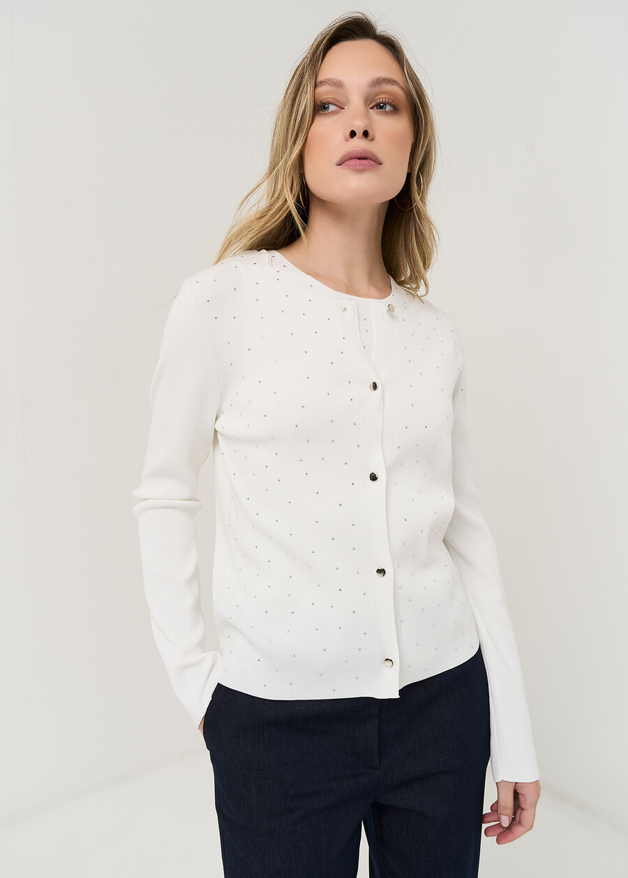 Cardigan Charil con strass BIANCO WHITE Donna , immagine n. 1