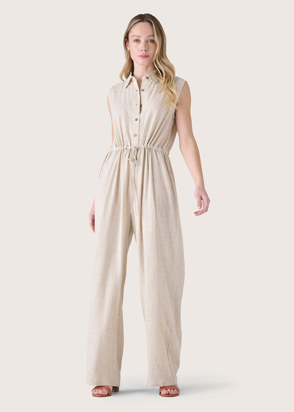 Tommy linen and viscose jumpsuit BEIGE NARCISO Woman null