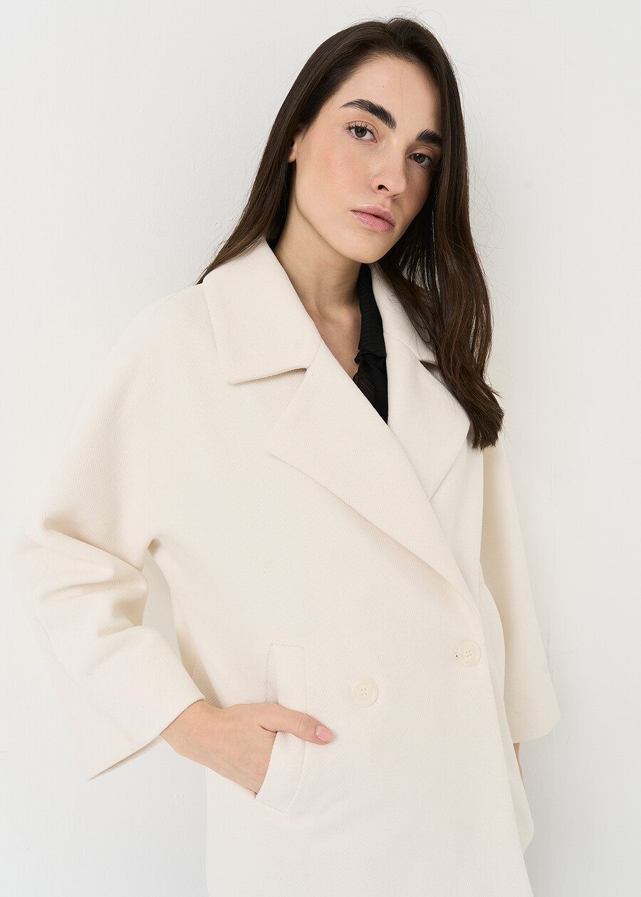 Claudy short double-breasted coat in diagonal clot BEIGE LATTEARANCIONE Woman , image number 3