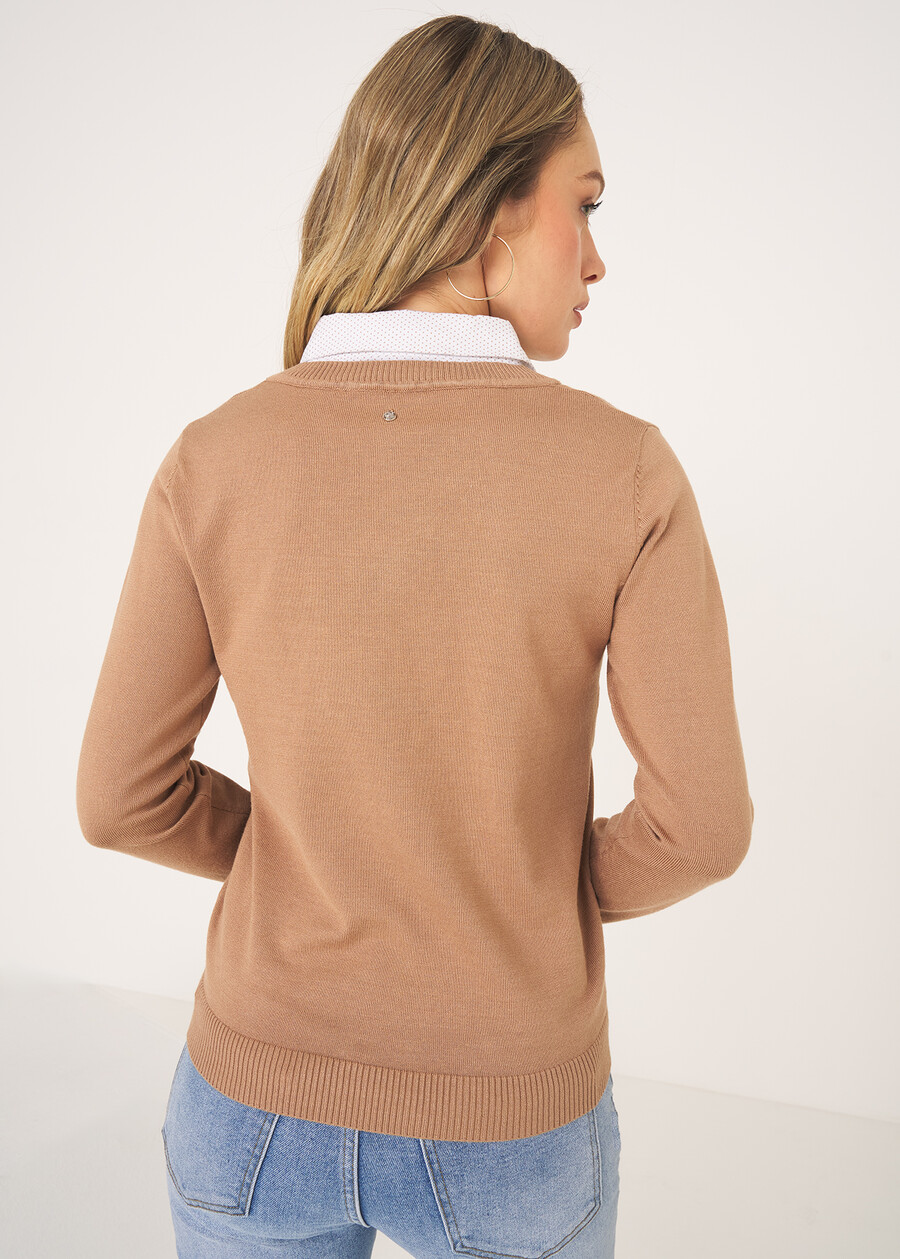 Myka knit with polka collar NERO BLACKBEIGE ECRU Woman , image number 4