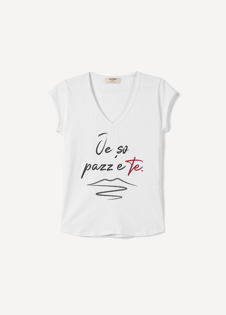 T-shirt Je so’ pazzo in cotone BIANCO WHITE Donna , immagine n. 4