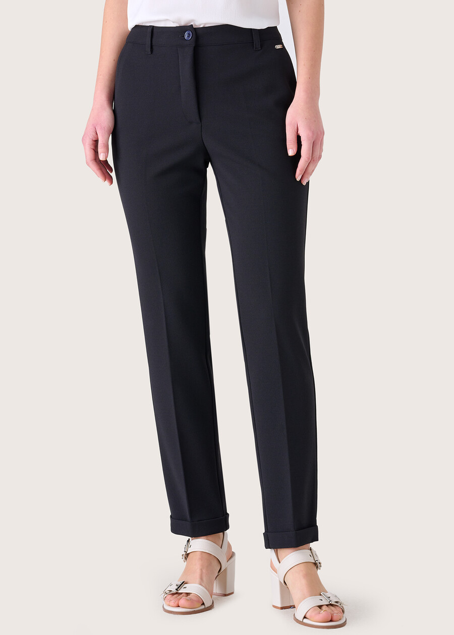 Bellas screp fabric trousers NEROBLUE OLTREMARE  Woman , image number 2